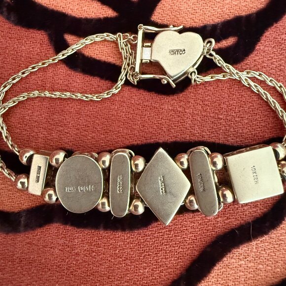 14K & 10K Gold Gemstone Slider Charm Bracelet - 24g+ - Picture 7 of 7